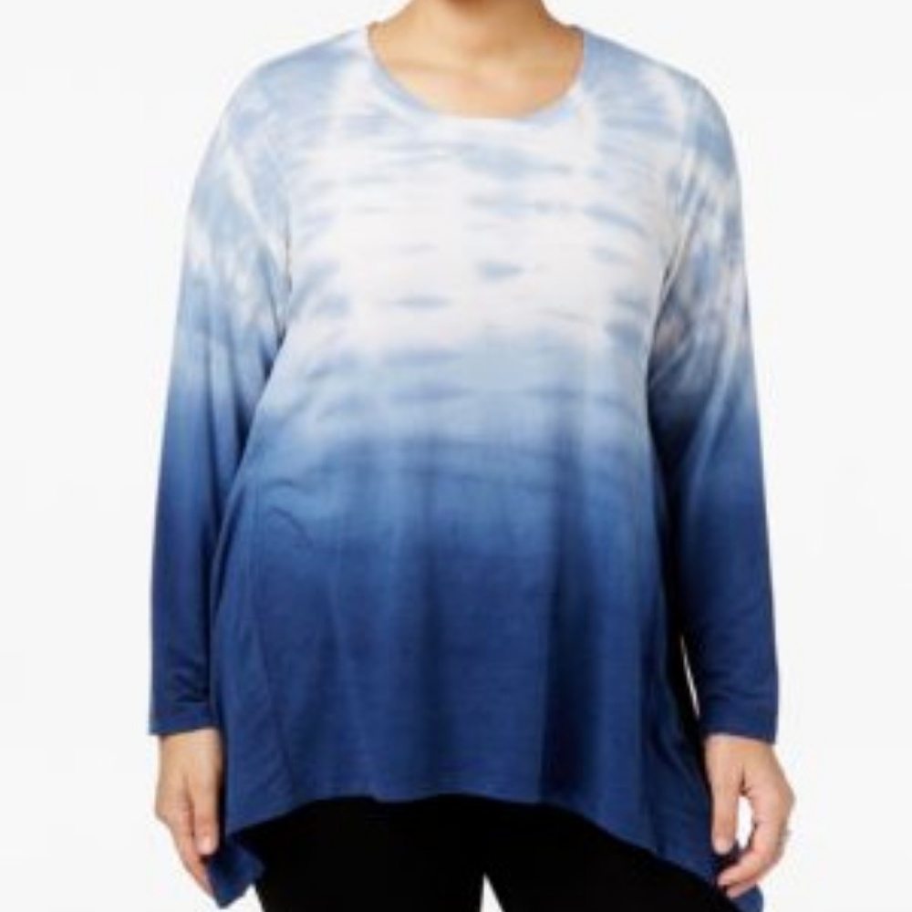 Style & Co Ombre T-Shirt NWT Size 3X Blue/White